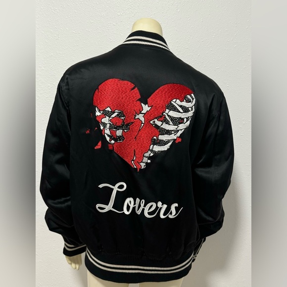EUC Amiri Lovers Silk Striped Embroidered Bomber Jacket - Picture 13 of 16